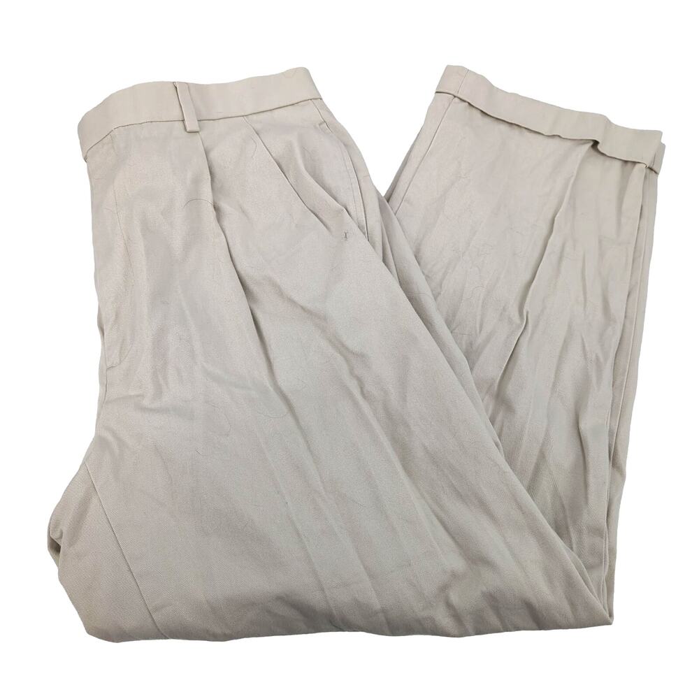 EUC Brooks Brothers White Cotton Pleated Dress Pants Mens 35x29 Dry Clean Cuffed